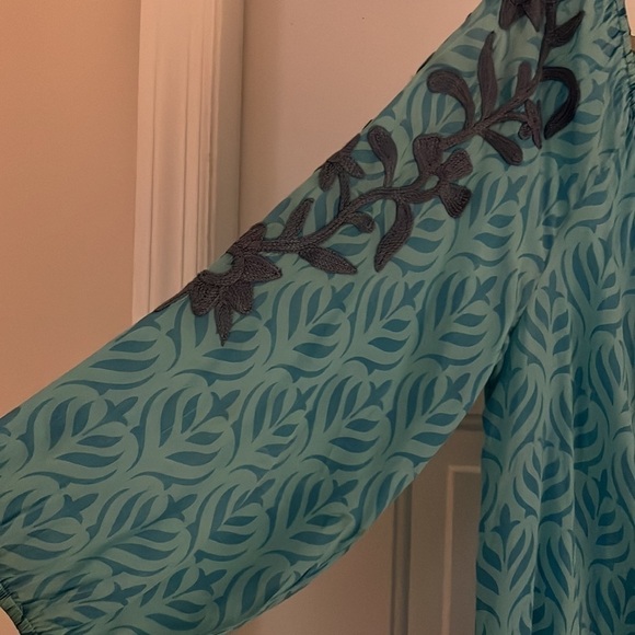 Sigrid Olson Aqua Sea Embroidered Peacock Dress - Picture 3 of 5